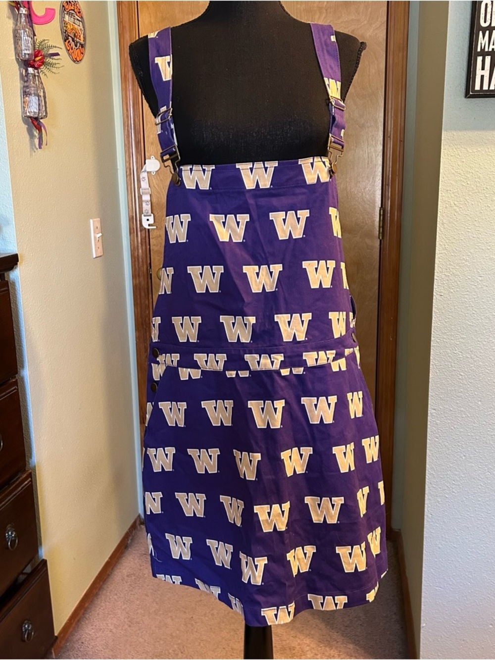 Tellum + Chop purple University Washington Huskies overalls dress size L